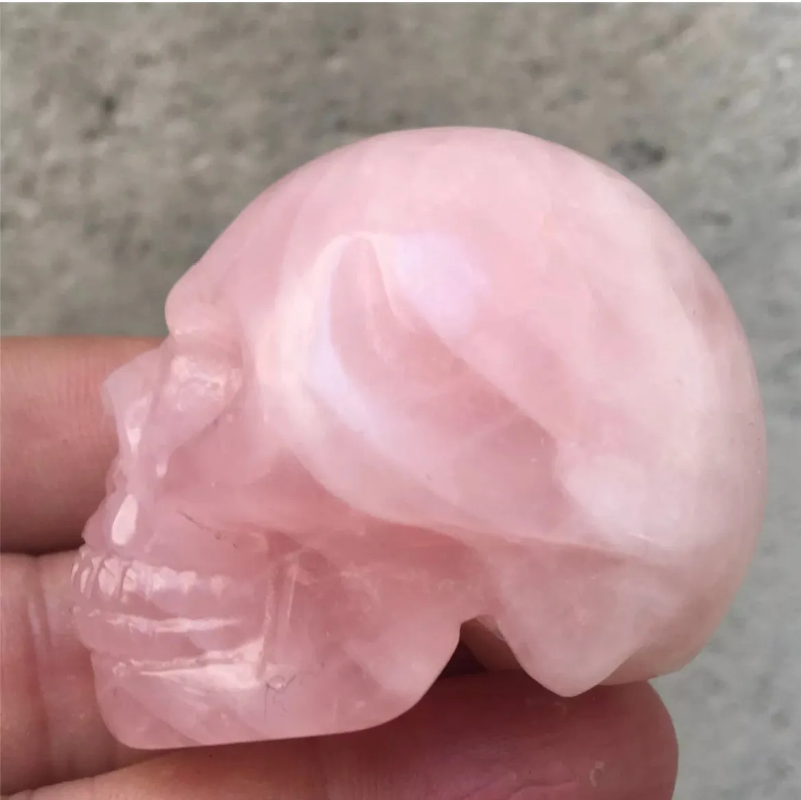 Natural Rose Quartz gemstone Skull