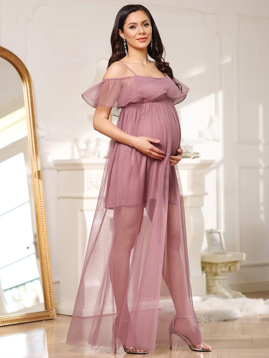 Off Shoulder A Line Floor Length Wholesale Maternity Dresses