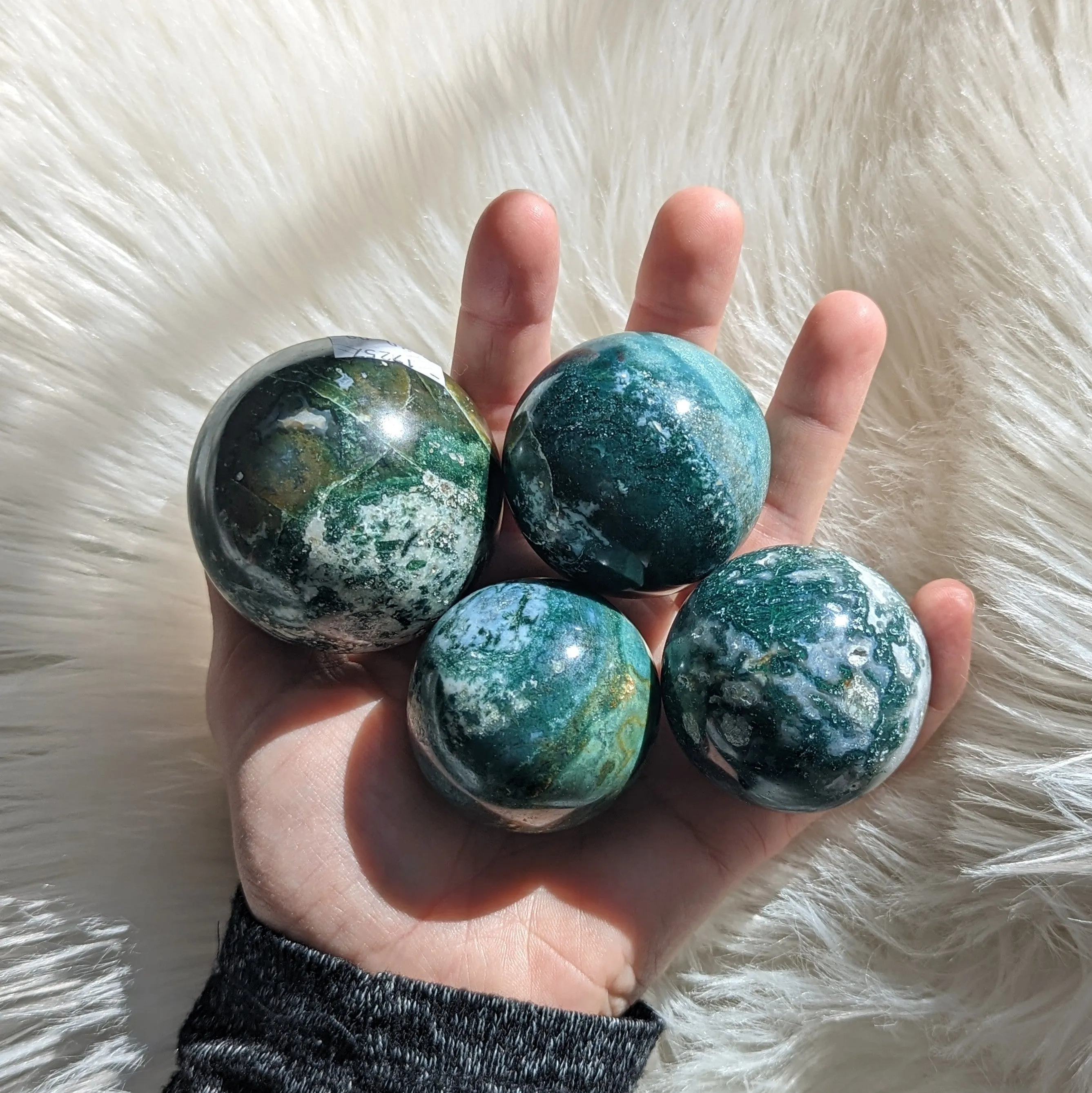 One Gorgeous Moss Agate Sphere Carving