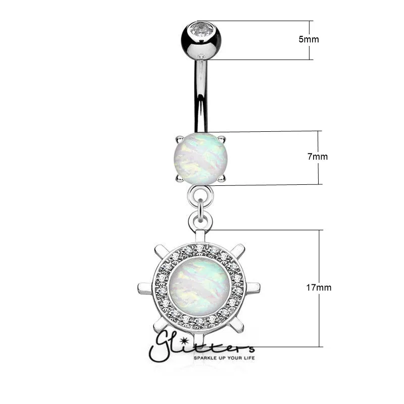 Opal Glitter Set Rudder Wheel Dangle Belly Button Navel Rings