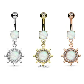 Opal Glitter Set Rudder Wheel Dangle Belly Button Navel Rings