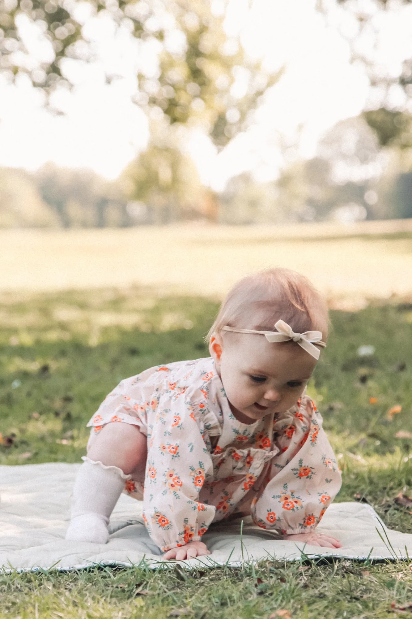 Orange/Green Floral Top & Bloomer Set