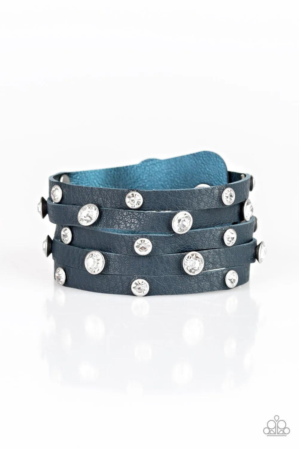 Paparazzi Accessories  - Rhinestone Reputation #B107 Case 3 - Blue Bracelet