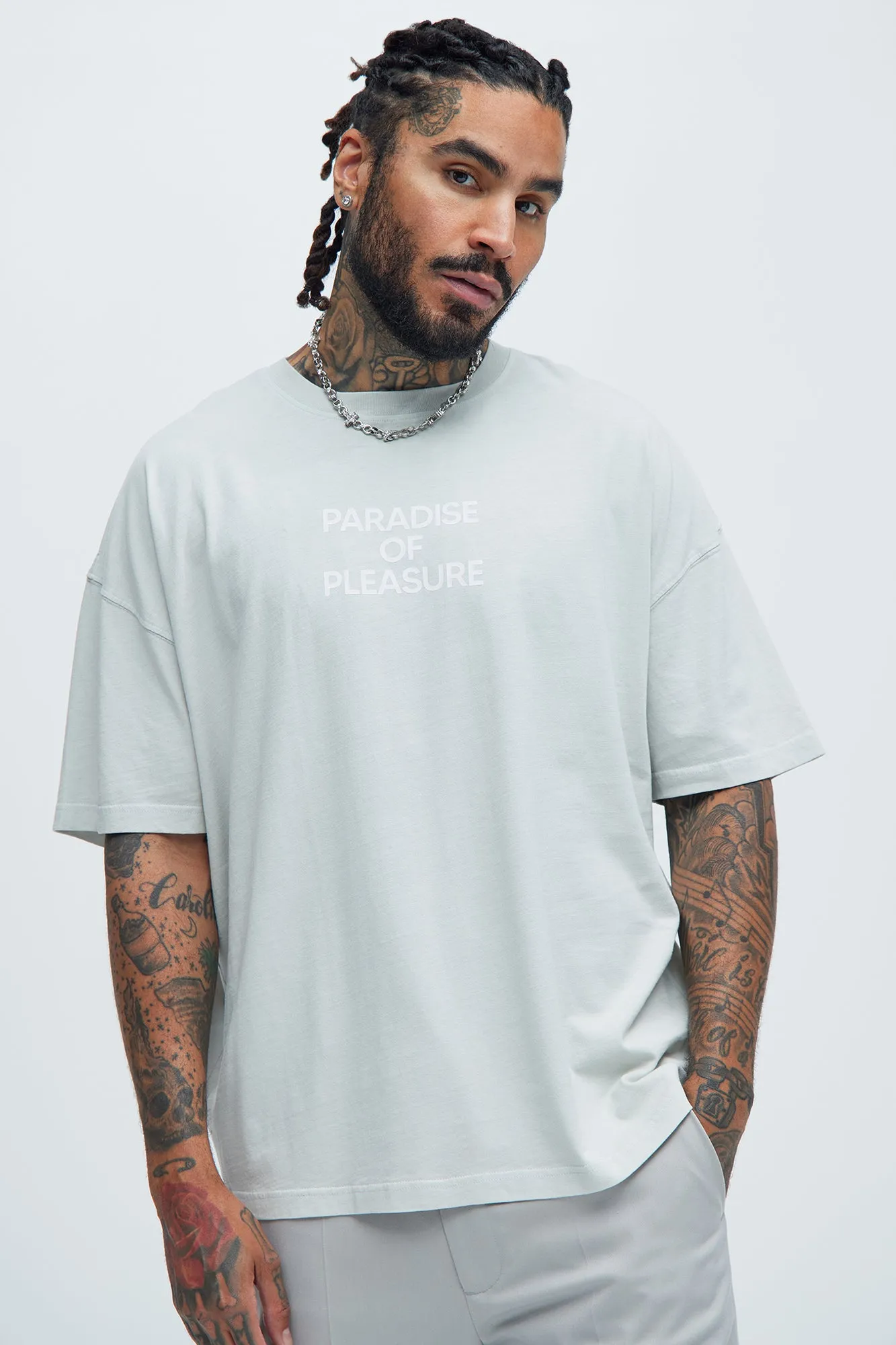 Paradise Of Pleasure Oversize Short Sleeve Tee - Grey