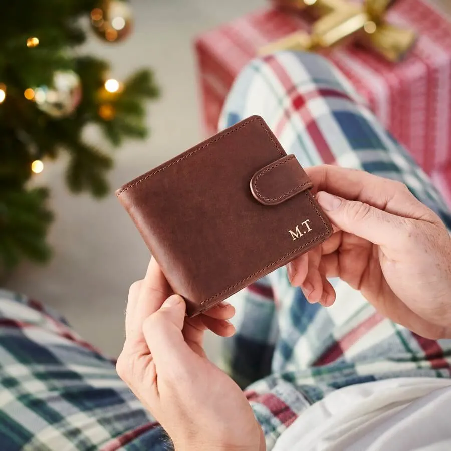 Personalised Leather Wallet In Personalised Wooden Box