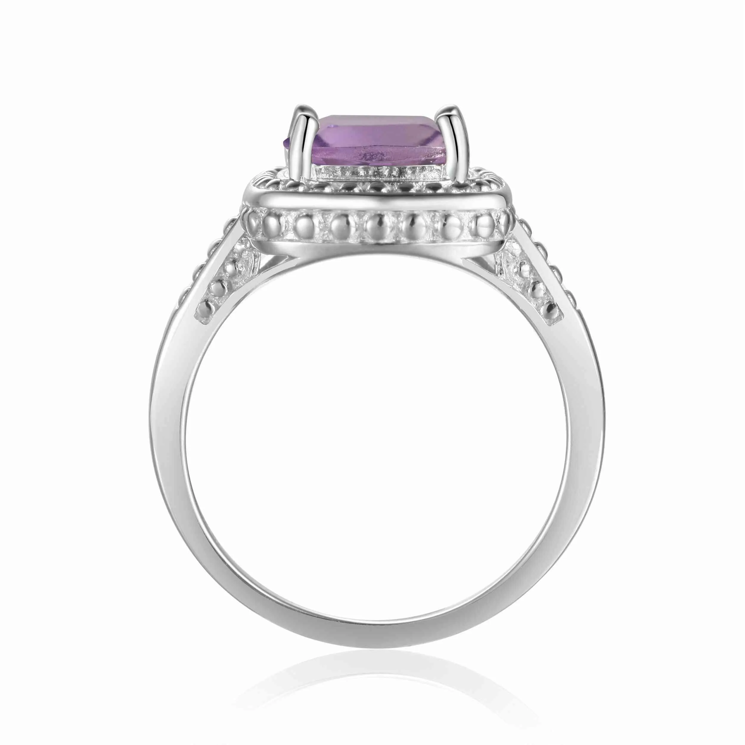 Pink Amethyst Cushion Statement Ring