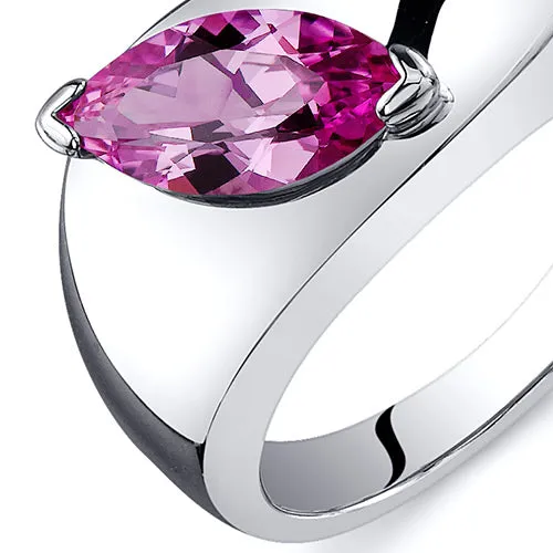 Pink Sapphire Marquise Cut Sterling Silver Ring Size 7