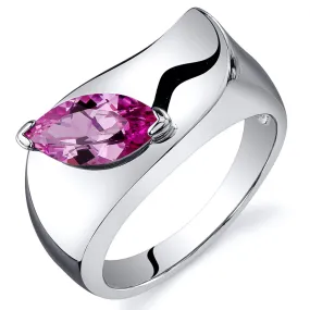 Pink Sapphire Marquise Cut Sterling Silver Ring Size 7