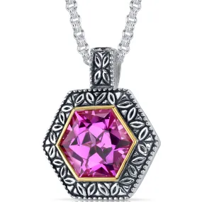 Pink Sapphire Pendant in Sterling Silver 10 Carats