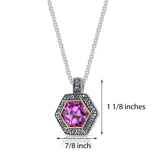 Pink Sapphire Pendant in Sterling Silver 10 Carats