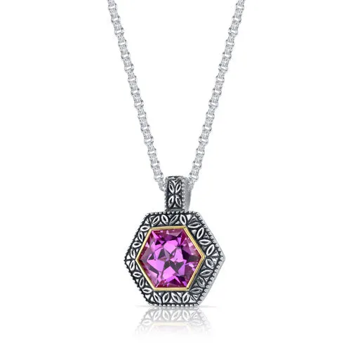 Pink Sapphire Pendant in Sterling Silver 10 Carats