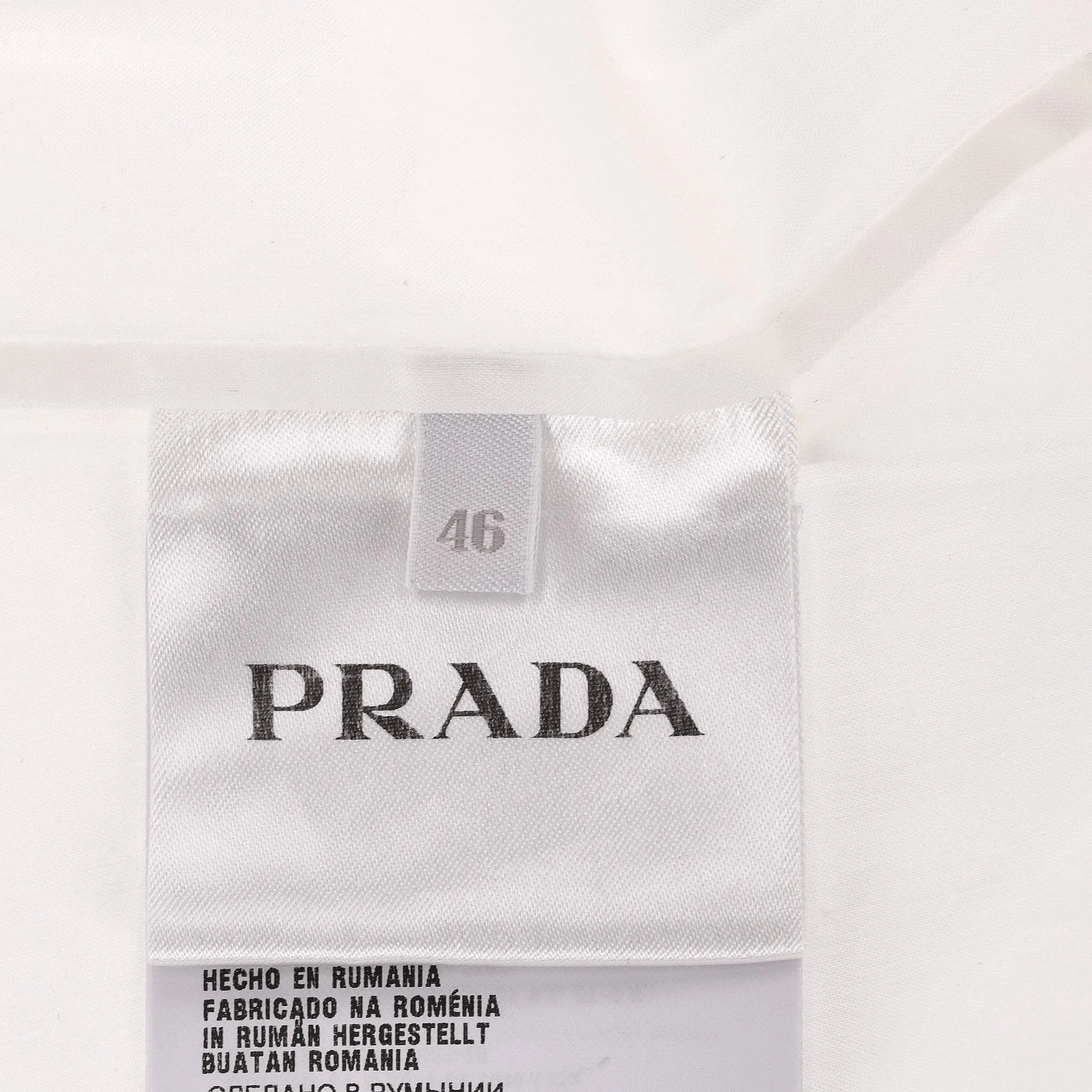 Prada Cotton Shirt With Zip-Up To Rear. Size 46IT