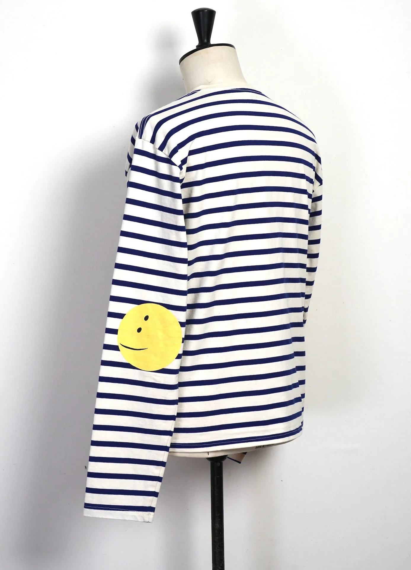 RAINBOWY PATCH | Striped Long Sleeve T | Ecru/Blue