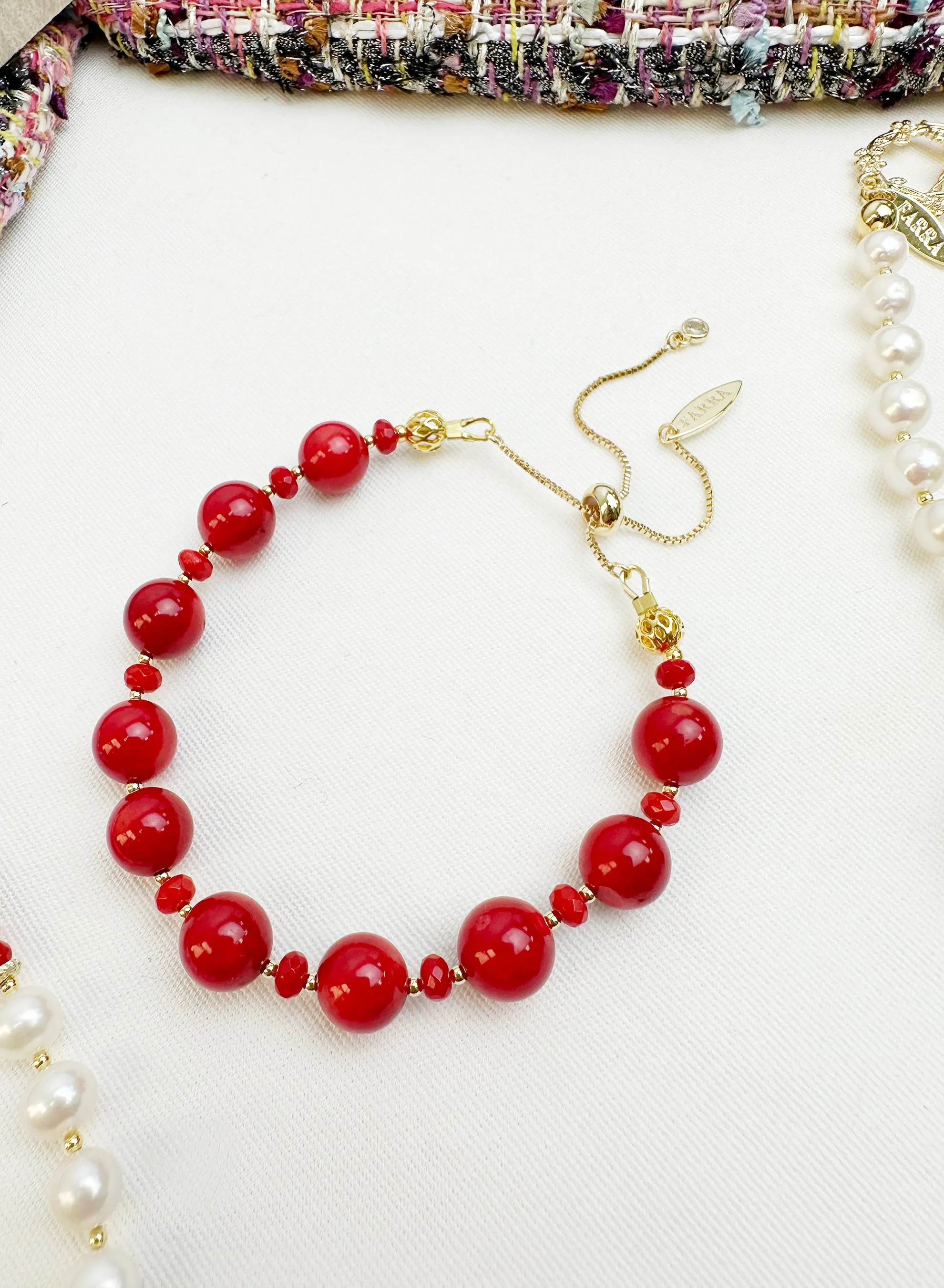 Red Bamboo Coral Adjustable Bracelet KB009