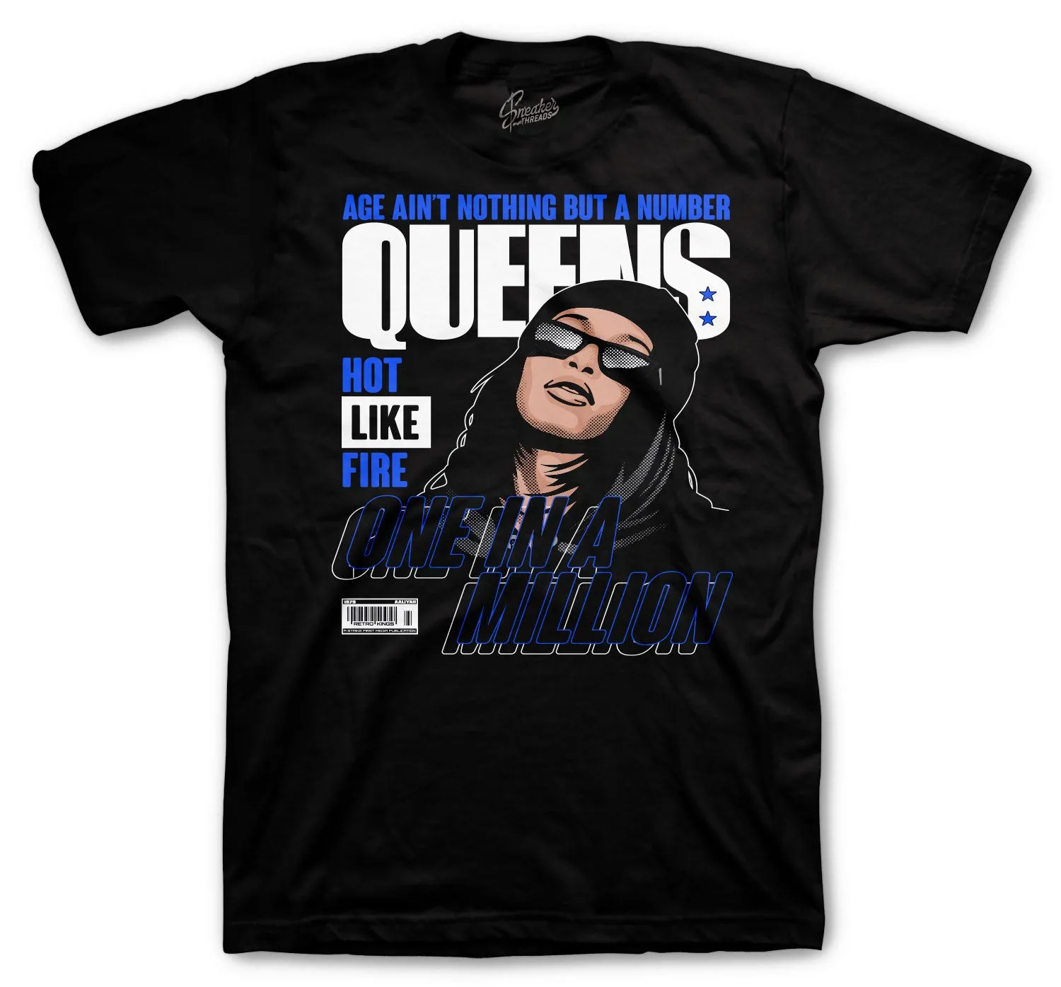 Retro 3 Racer Blue Shirt - Queens- Black