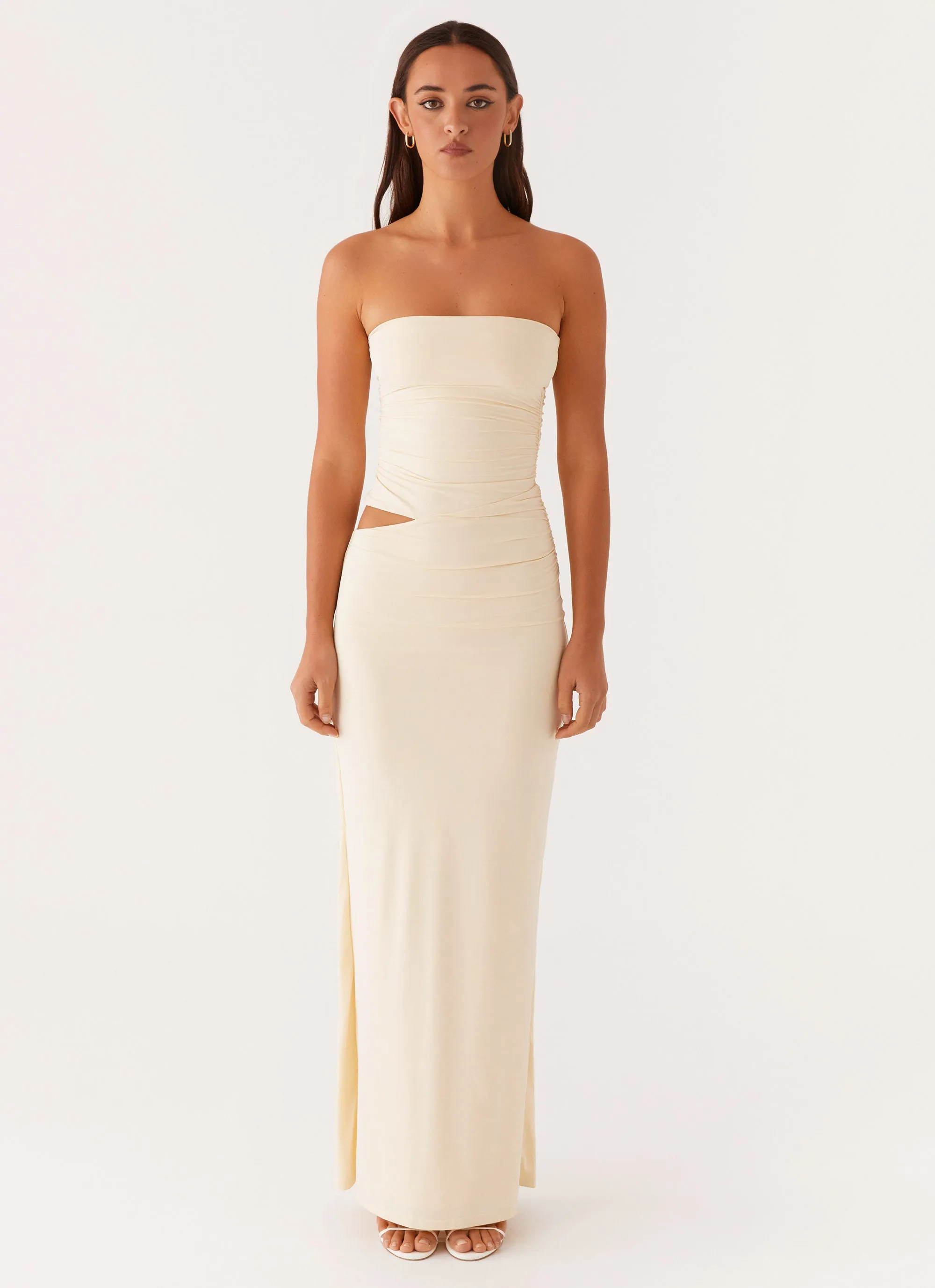 Romee Strapless Maxi Dress - Pastel Yellow