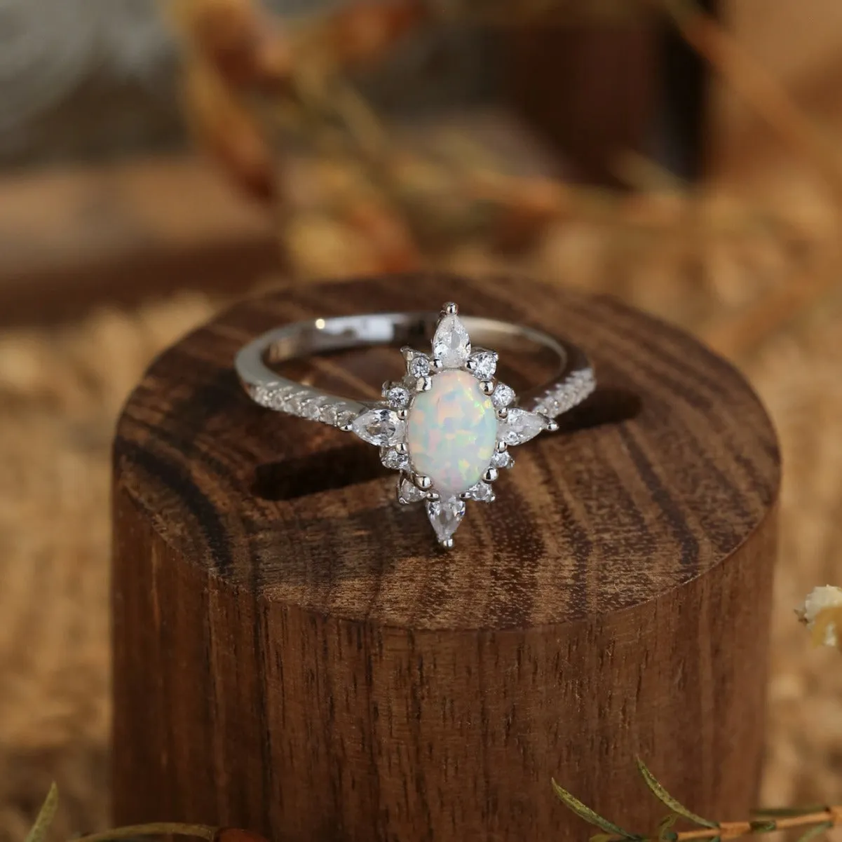 S925 Silver Sparkling Exquisite Opal Ring for Women