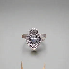 Sacred heart (ajustable) silver 925 ring