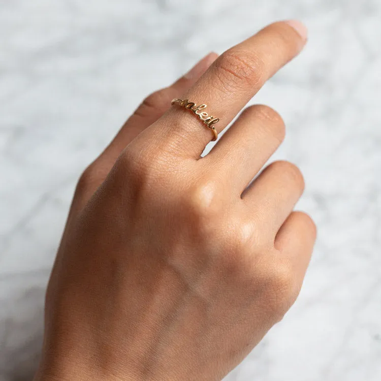 Say My Name 14K Custom Cursive Letter Ring