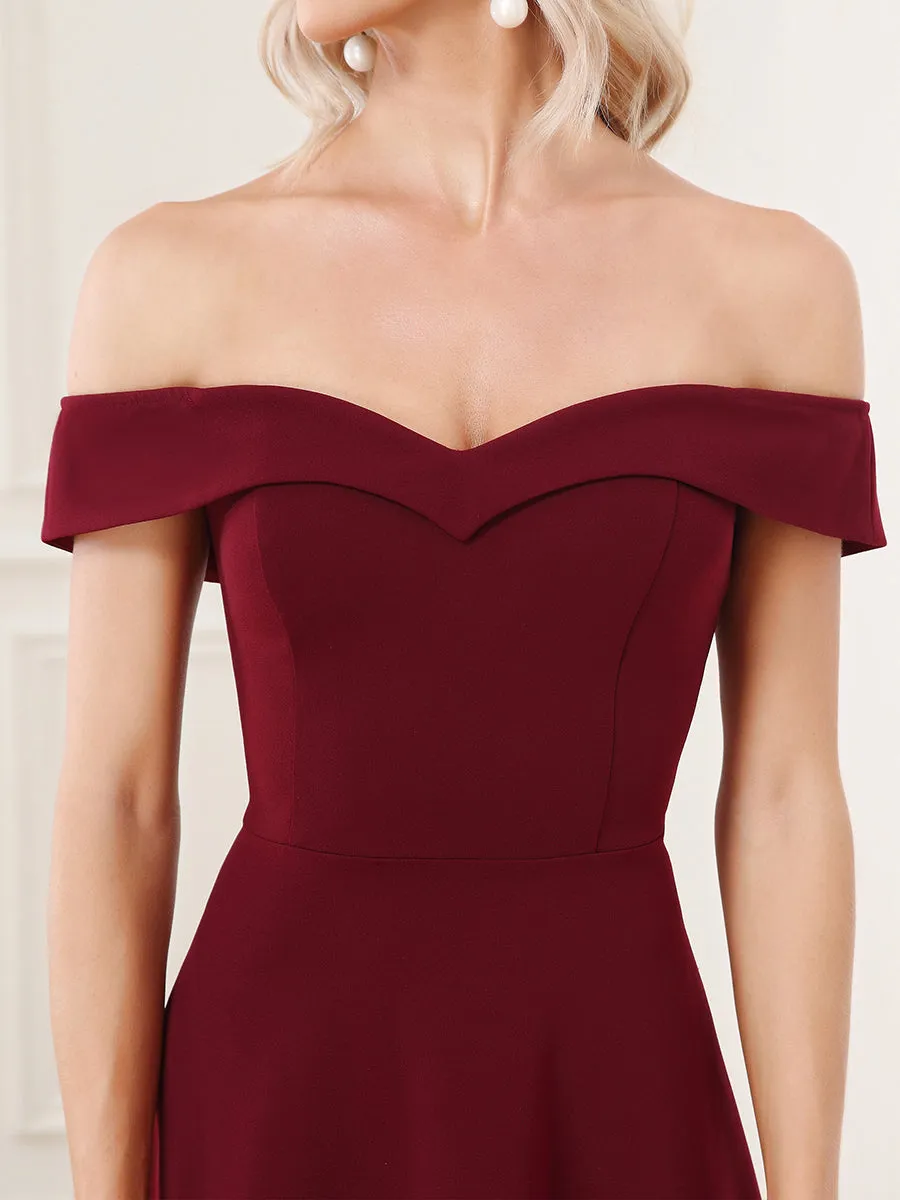 Sexy Off Shoulders A Line Asymmetric Hem Wholesale Evening Dresses