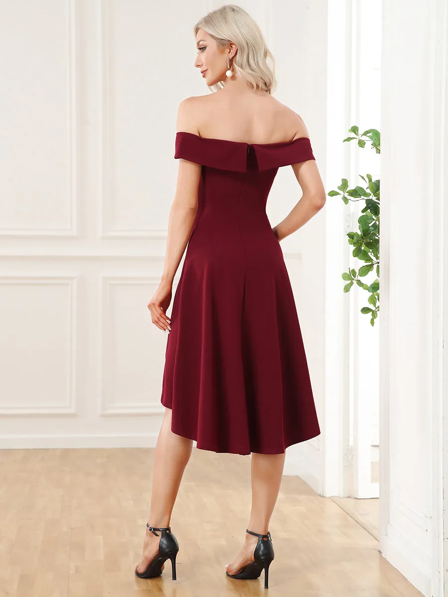 Sexy Off Shoulders A Line Asymmetric Hem Wholesale Evening Dresses