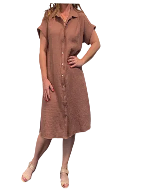 Shirt dress Cotton Double Gauze Shirt Dress in clay *monogram available