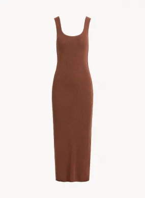 Sleeveless Midi Linen Jersey Dress - French Espresso