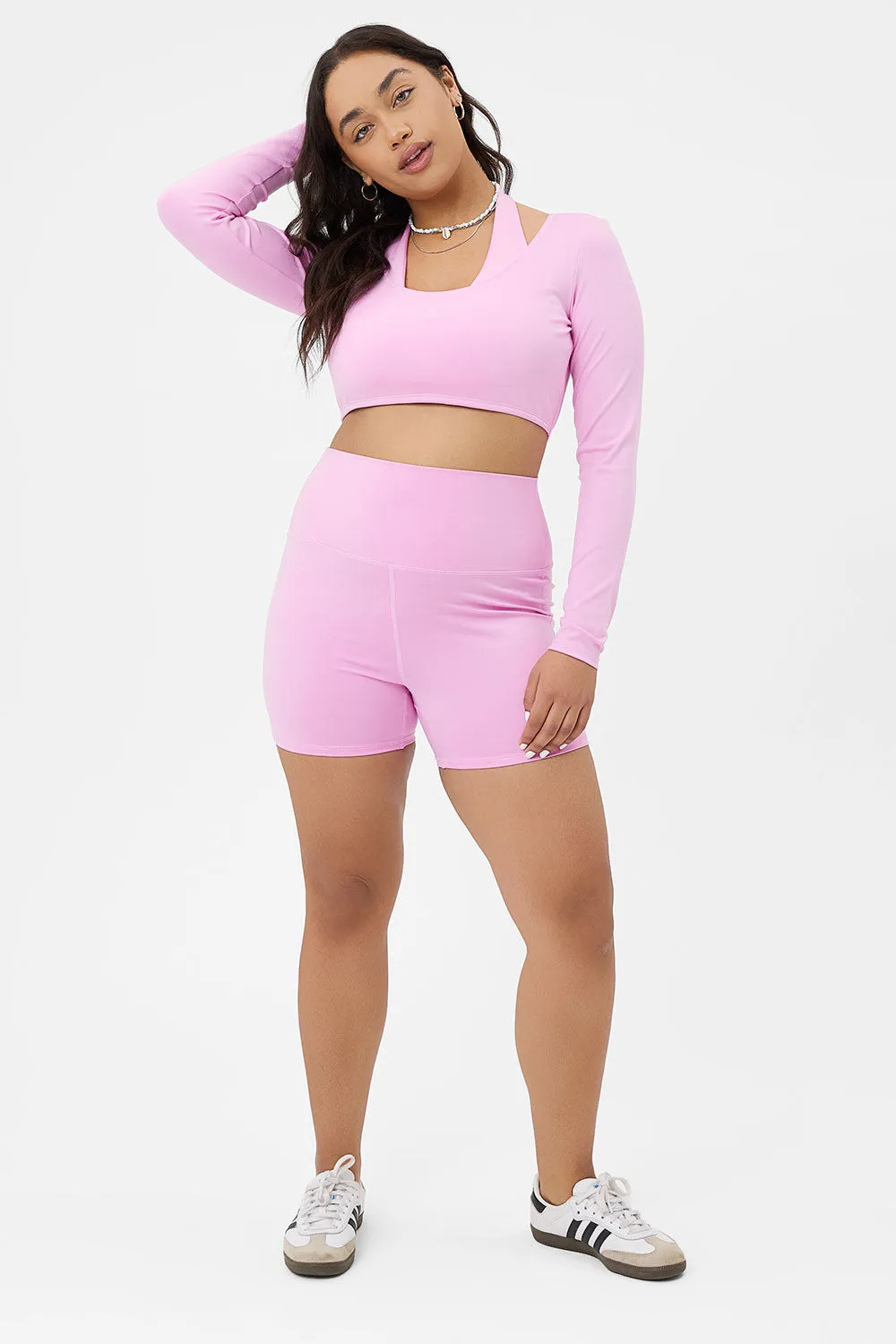 Speedy High Waist Biker Short - Baby Pink