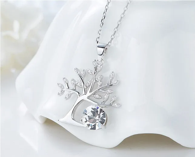 Sterling silver white crystal tree