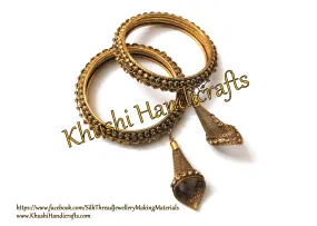 Stone Metal Bangles with Hanging jhumkas