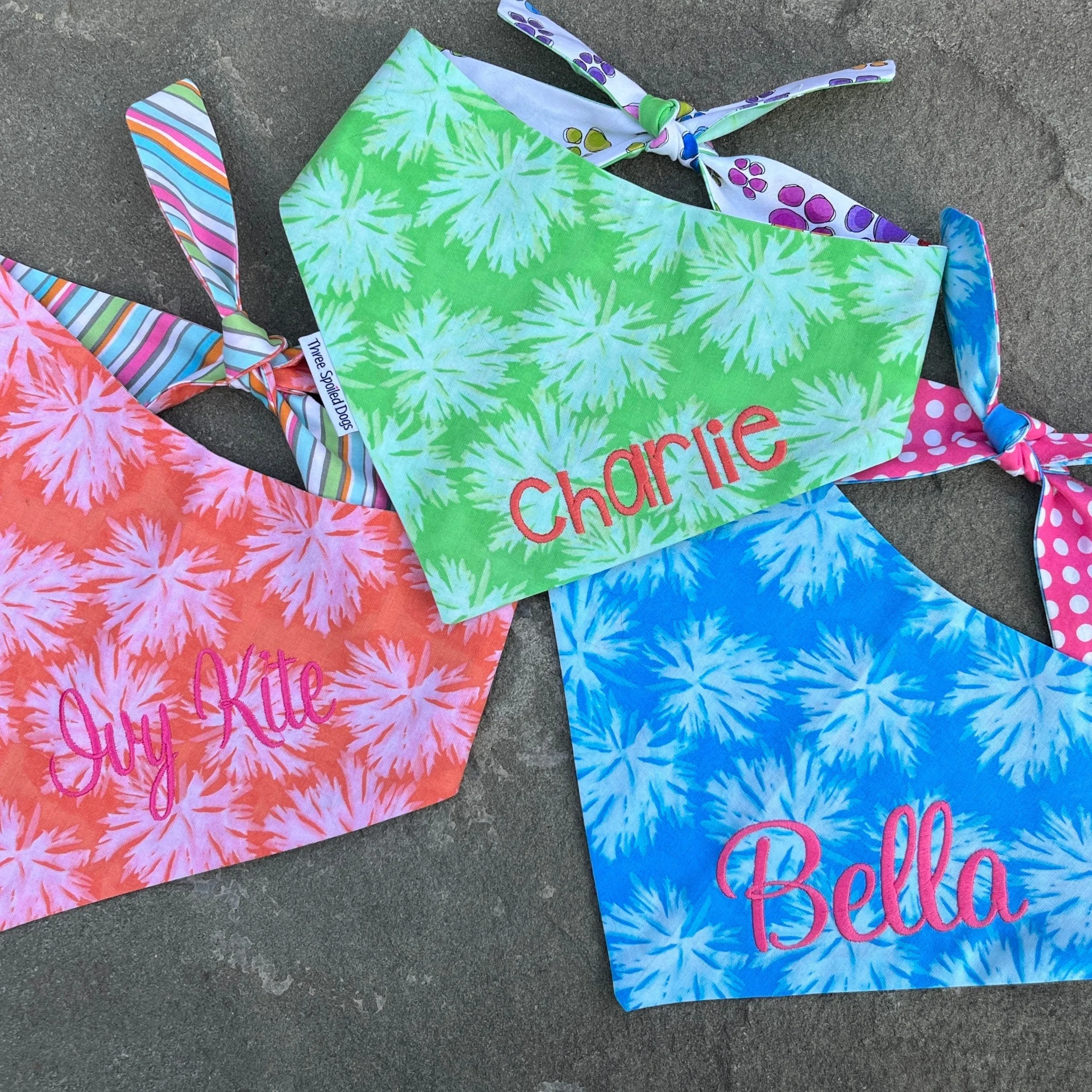 Summer Leaf Dog Bandanas with Embroidery