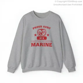 Sweatshirt: Proud Aunt of a Marine (Varsity Style, Color Choices)