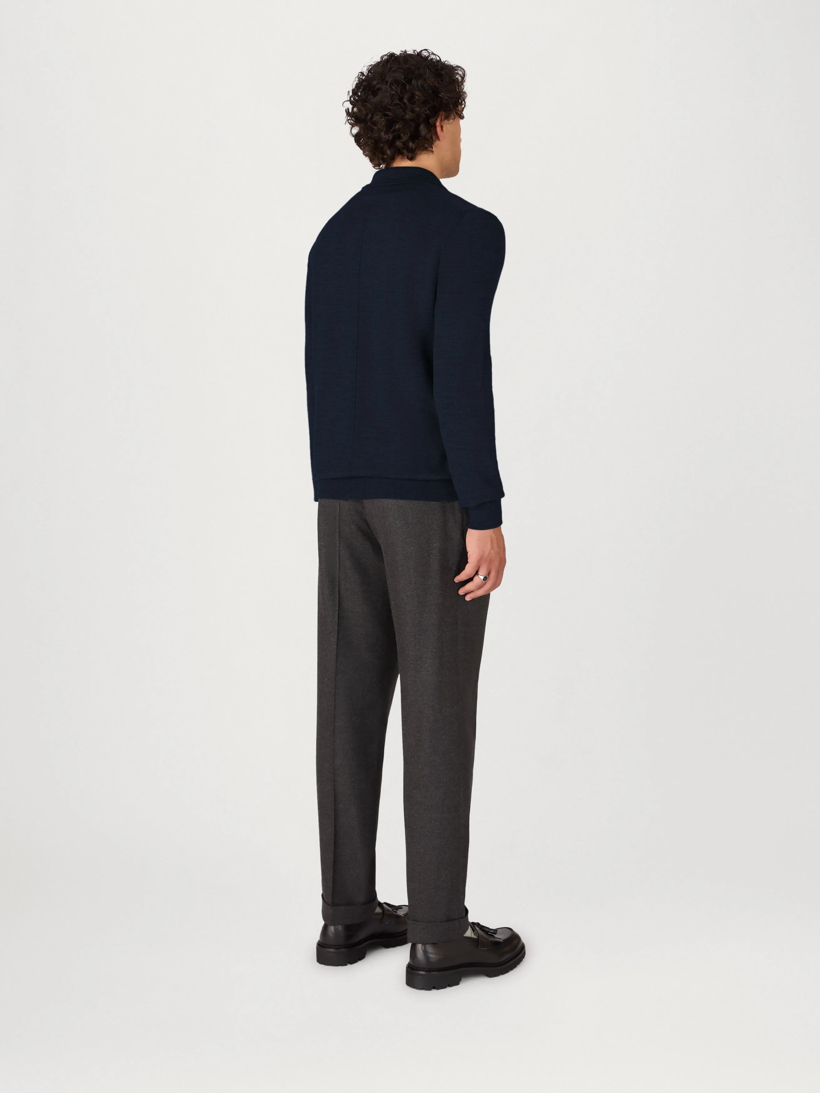 The Lightweight Easy Zip Sweater || Navy | Merino Wool