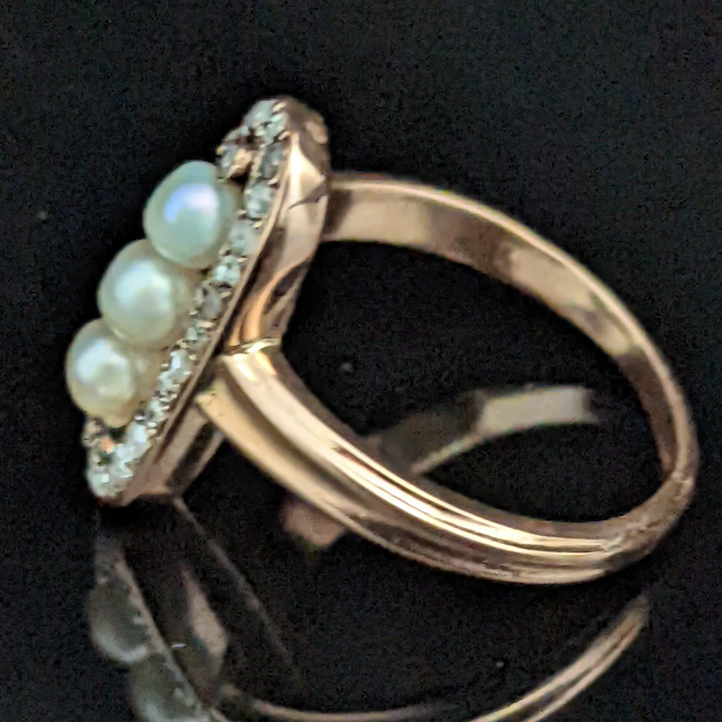 The Safford - Estate Pearl Diamond 14k Gold Dinner Ring