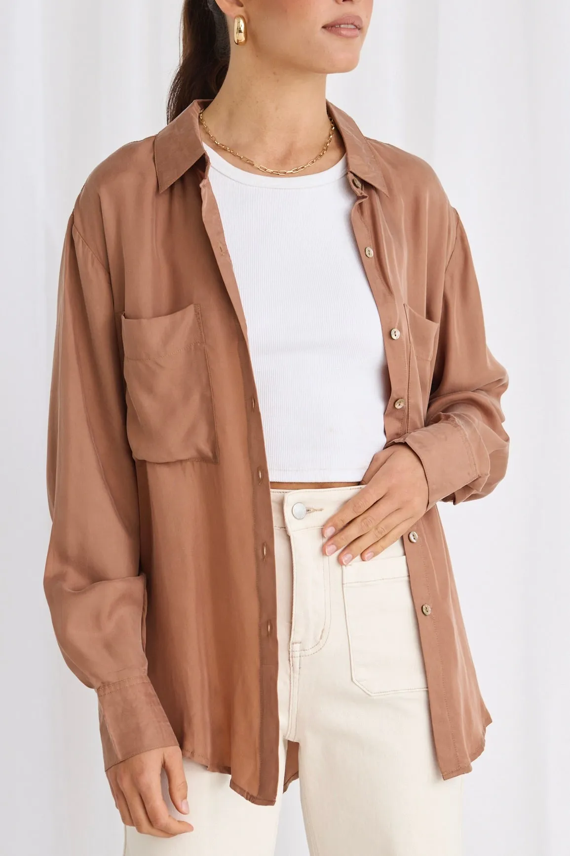 Tidal Mocha Luxury Blend Oversized Shirt