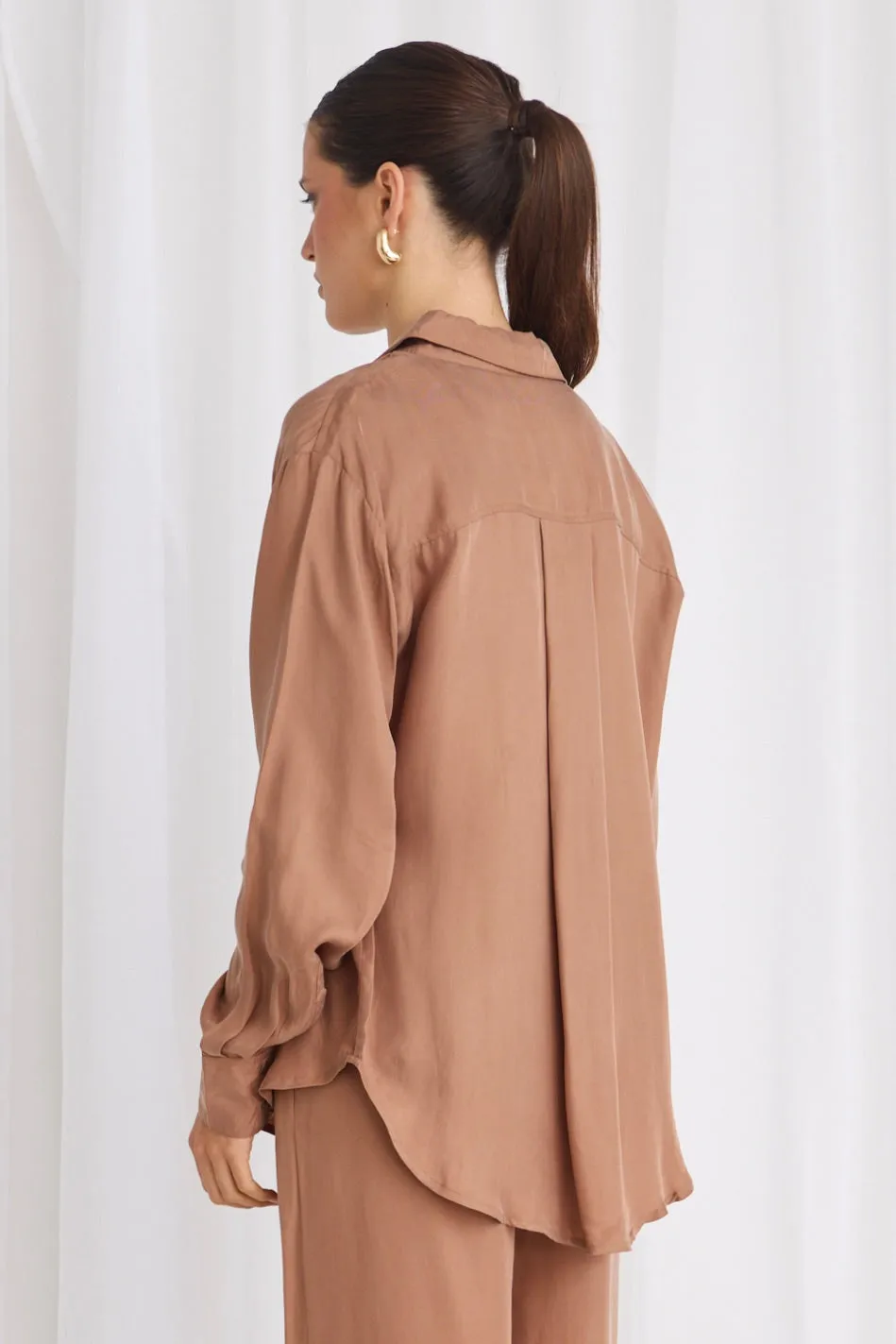 Tidal Mocha Luxury Blend Oversized Shirt