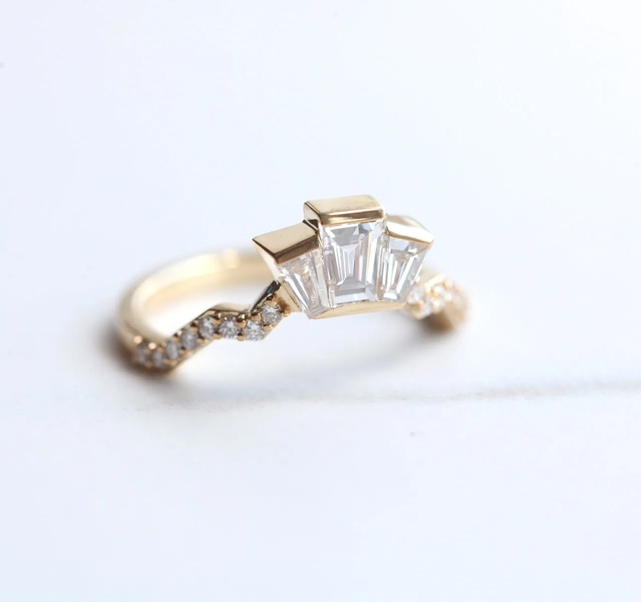 Unique Diamond Matching Band, Baguette Diamond Ring To Fit