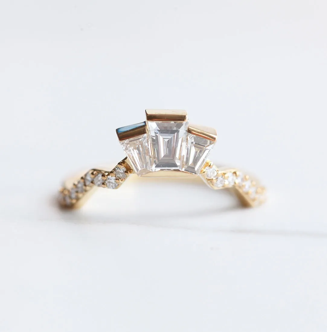 Unique Diamond Matching Band, Baguette Diamond Ring To Fit