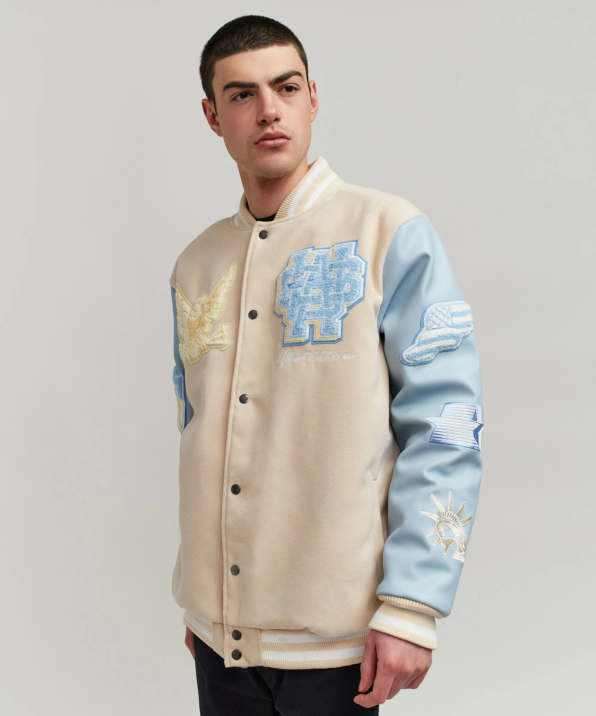 USA Varsity Jacket - Light Blue