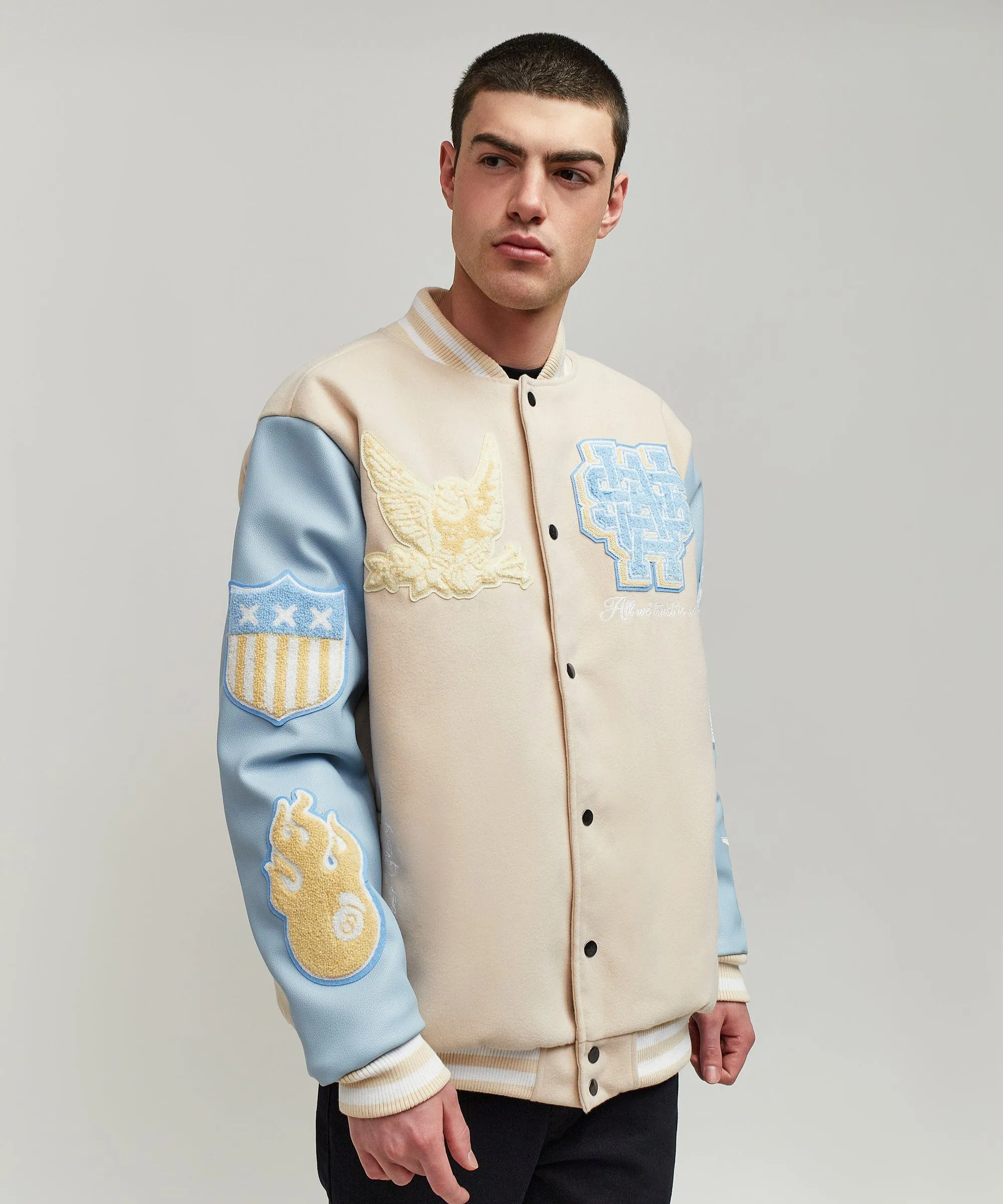 USA Varsity Jacket - Light Blue