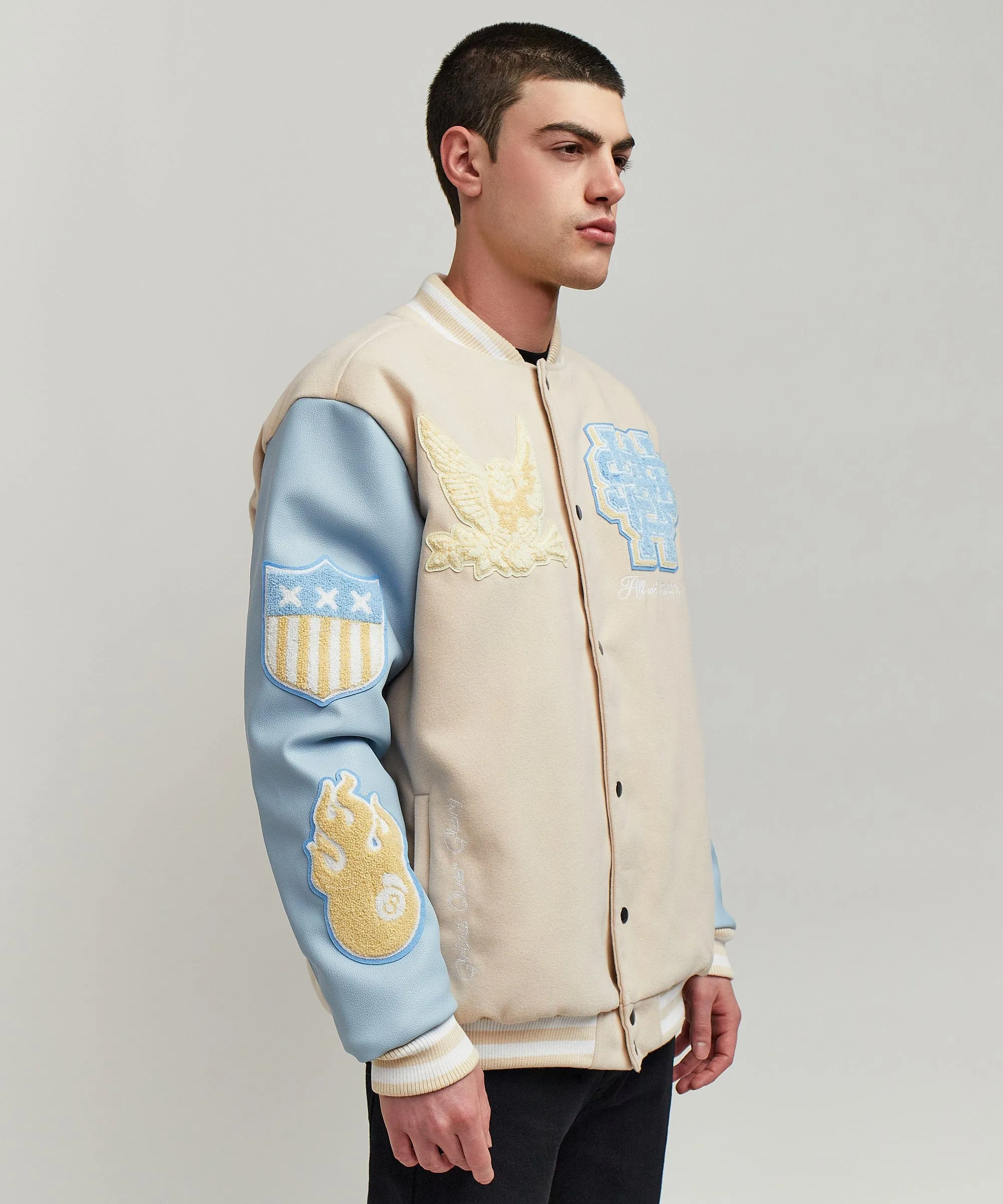 USA Varsity Jacket - Light Blue