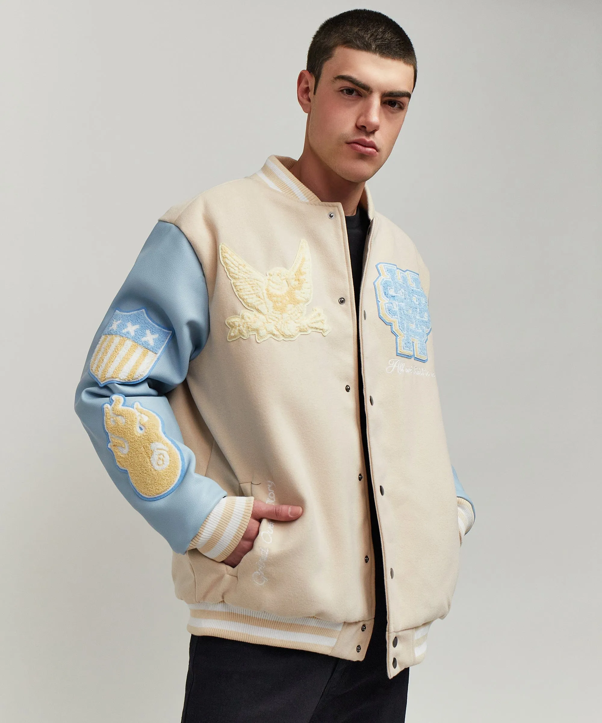 USA Varsity Jacket - Light Blue