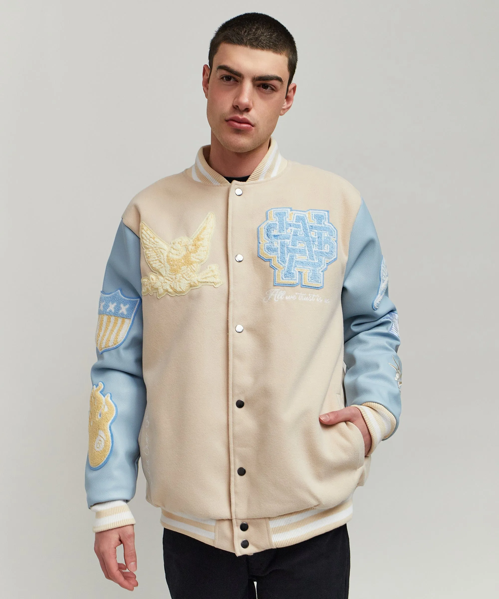 USA Varsity Jacket - Light Blue