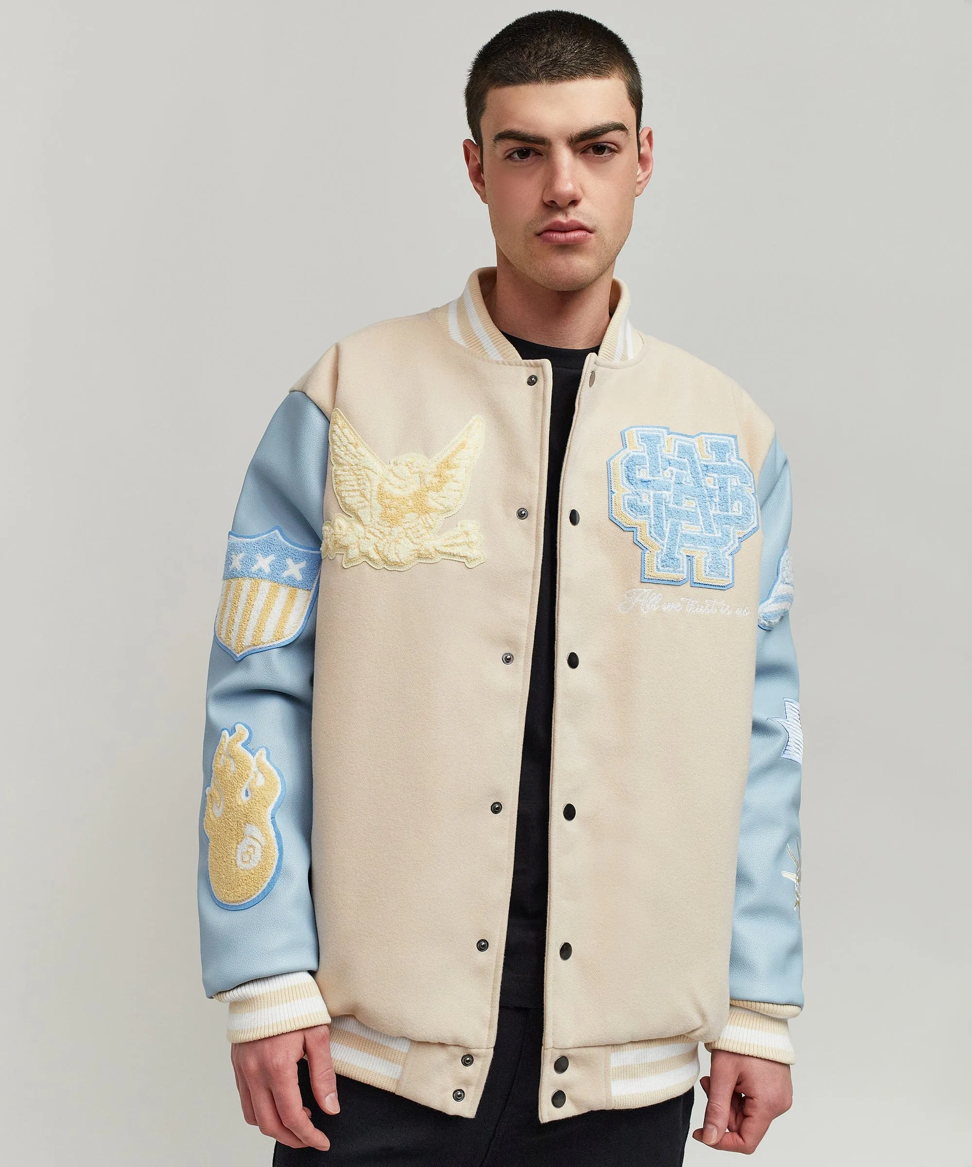 USA Varsity Jacket - Light Blue