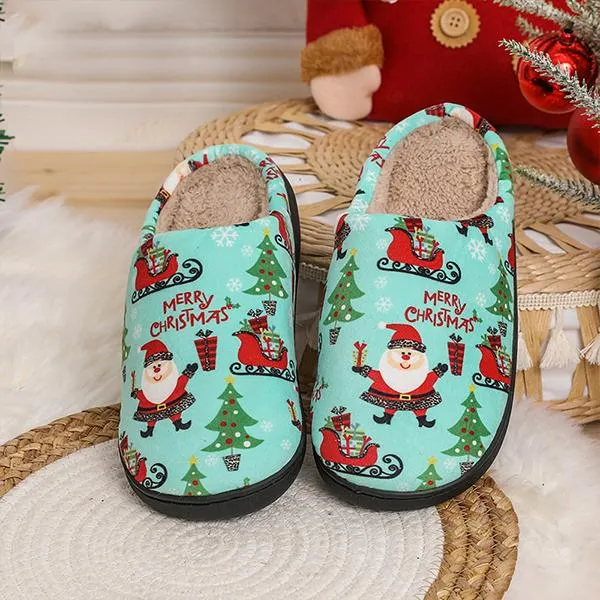 Women's Casual Santa Claus Flat Cotton Slippers 18553030S