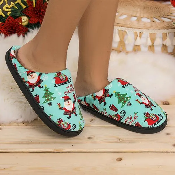 Women's Casual Santa Claus Flat Cotton Slippers 18553030S