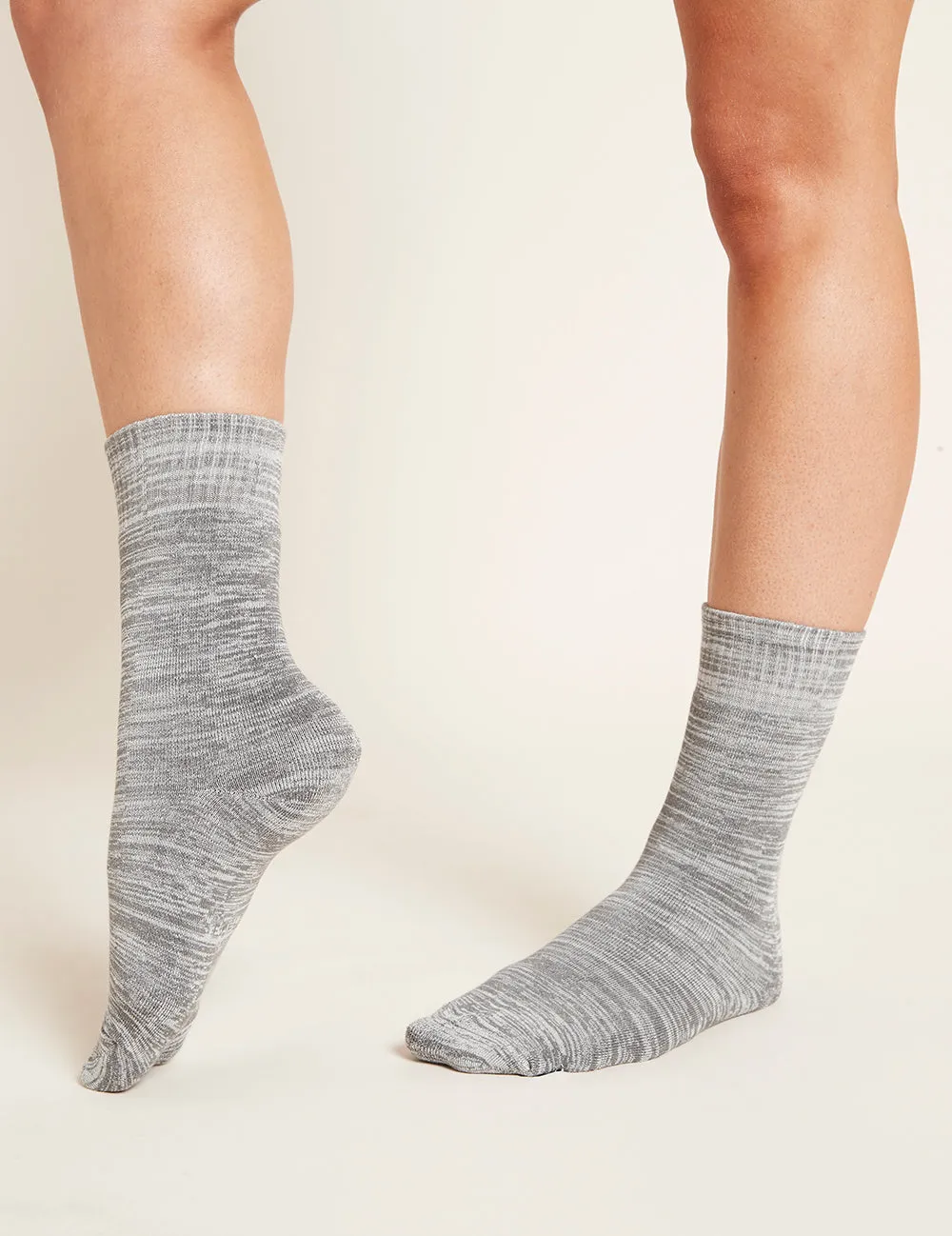 Women's Crew Boot Socks - Light Grey Marl