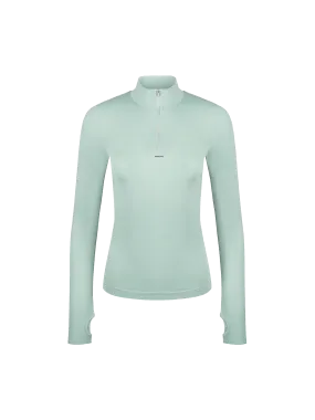 Women's Plant-Stretch Zipped Long Sleeve Top—Eucalyptus Blue