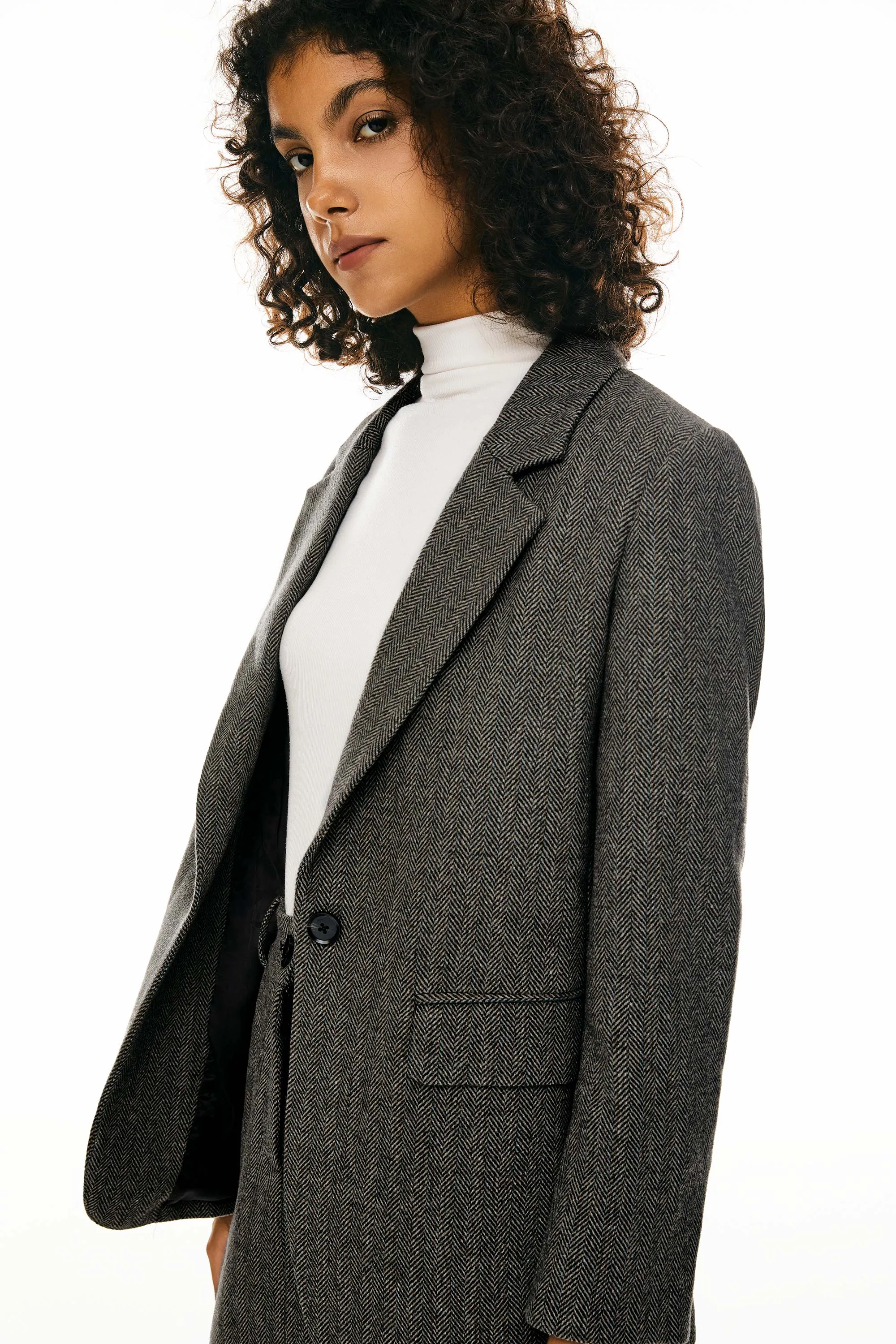 Wool Blend Office Blazer