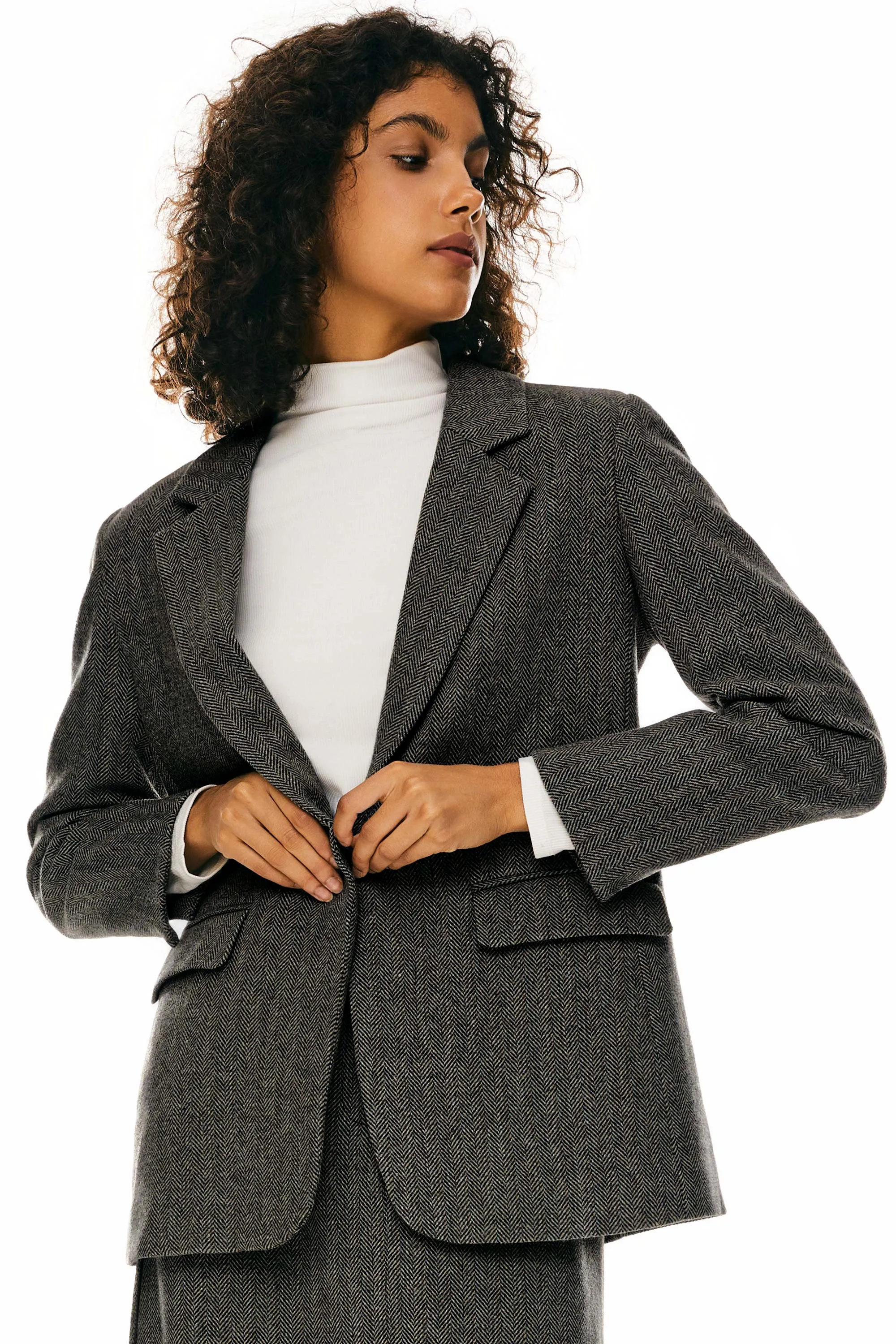 Wool Blend Office Blazer